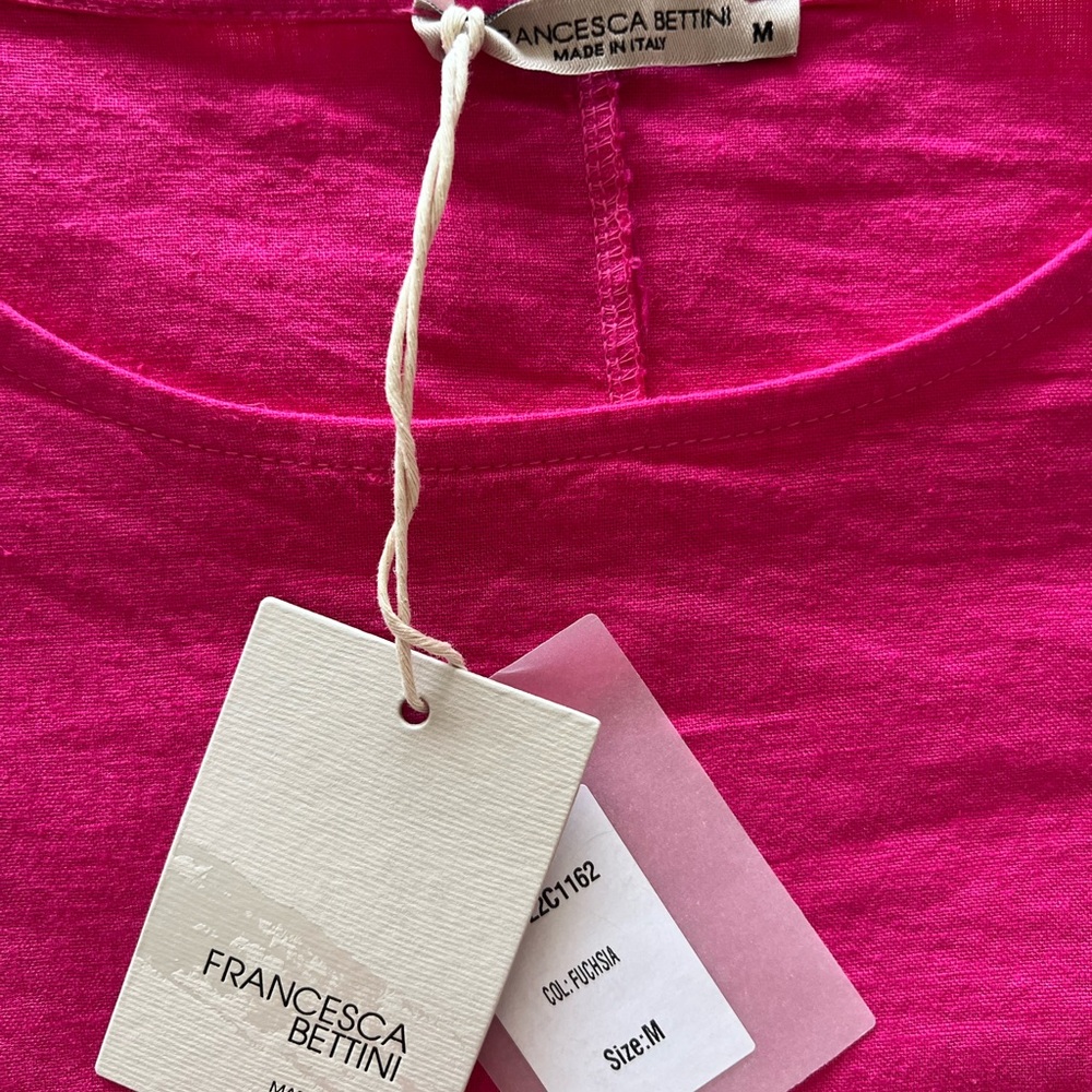 NYT Francesca Bettini | Gorgeous 100% Italian linen fuchsia / hot pink shirt (M)
